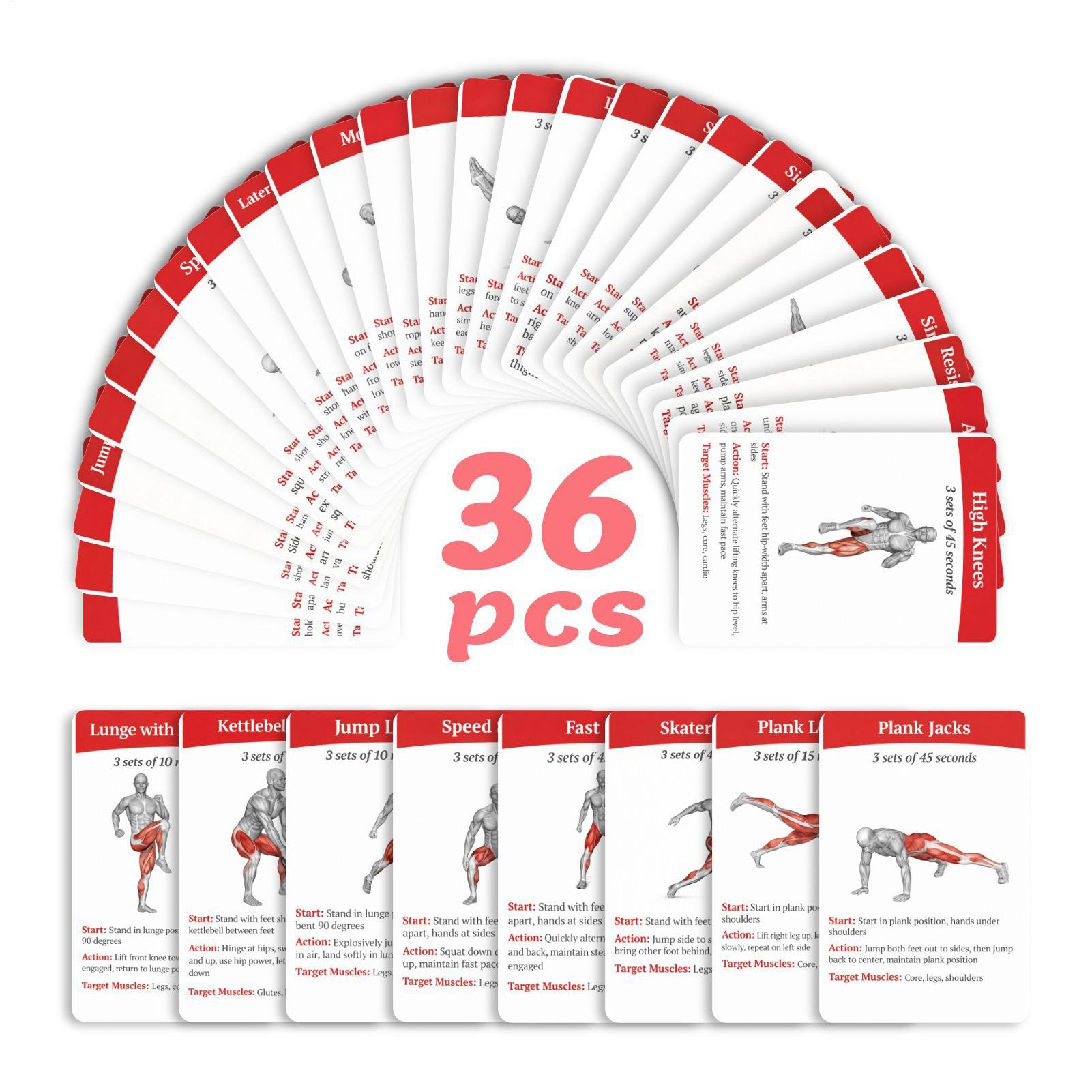 Workout Cards Exercise Deck 36 - Home Gym Equipment Set 评论和价格